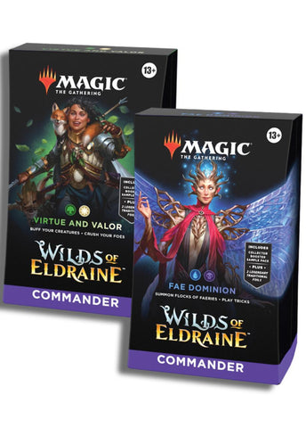 Wilds of Eldraine Commander Deck Bundle – Includes Both Decks (Fae Dominion + Virtue and Valor)