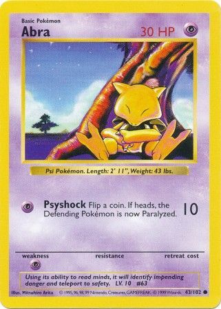 Abra (43/102) [Base Set Shadowless Unlimited] - Dark Crystal Cards