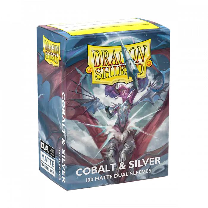 Dragon Shield Dual Matte Sleeves - Standard Size - 100ct - Cobalt & Silver