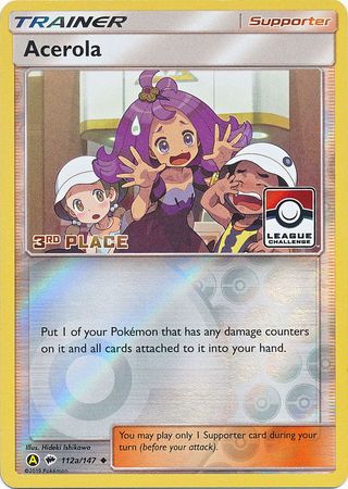 Acerola (112a/147) (League Promo 3rd Place) [Sun & Moon: Burning Shadows] - Dark Crystal Cards