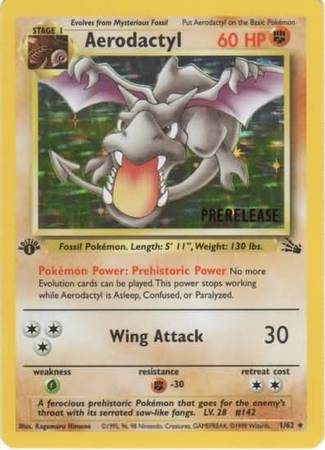 Aerodactyl (1/62) (Prerelease Promo) [Fossil 1st Edition] - Dark Crystal Cards