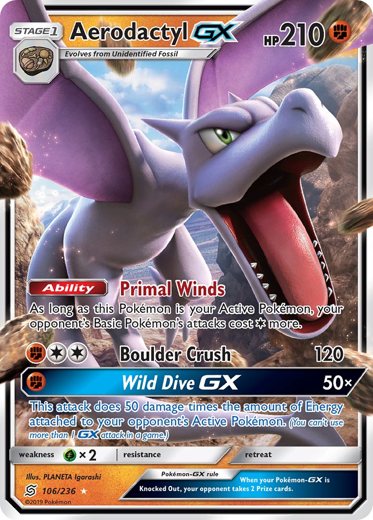 Aerodactyl GX (106/236) [Sun & Moon: Unified Minds] - Dark Crystal Cards