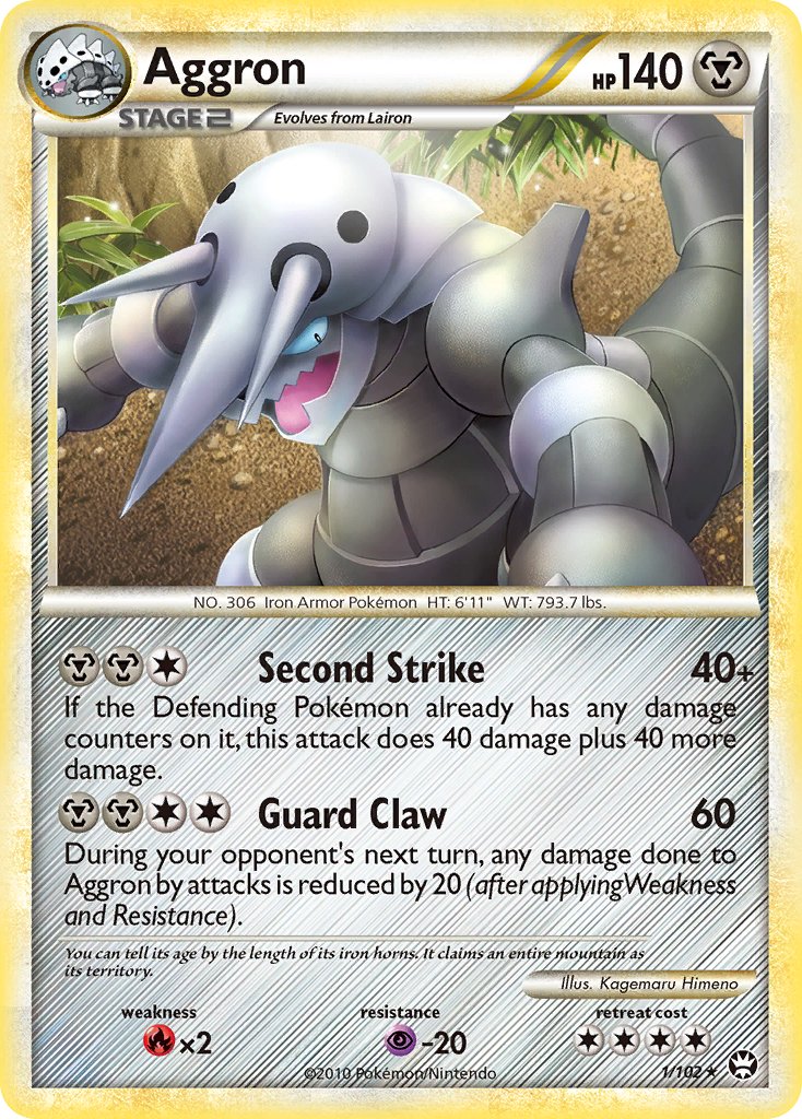 Aggron (1/102) [HeartGold & SoulSilver: Triumphant] - Dark Crystal Cards