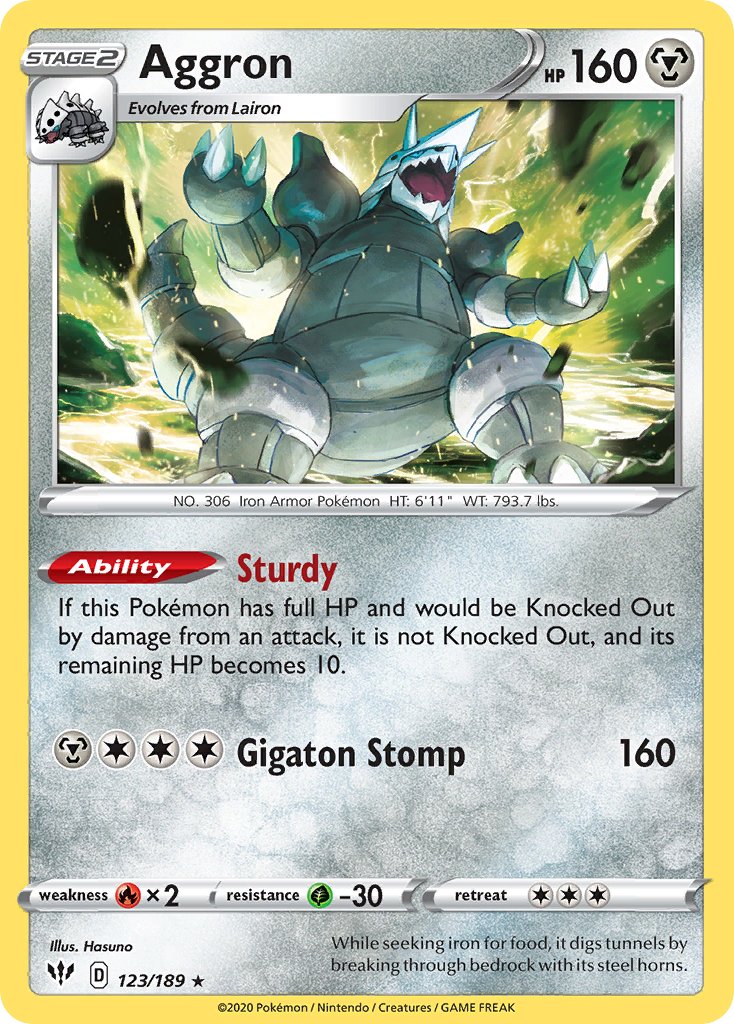 Aggron (123/189) [Sword & Shield: Darkness Ablaze] - Dark Crystal Cards