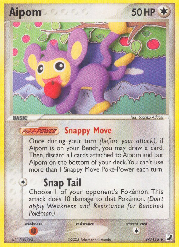 Aipom (34/115) [EX: Unseen Forces] - Dark Crystal Cards