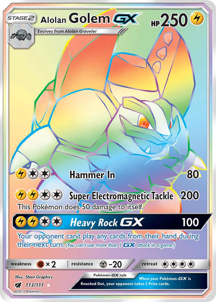 Alolan Golem GX (113/111) [Sun & Moon: Crimson Invasion] - Dark Crystal Cards