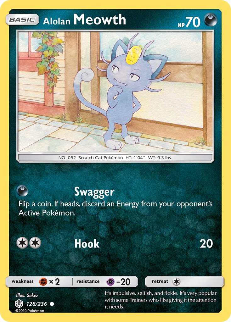 Alolan Meowth (128/236) [Sun & Moon: Cosmic Eclipse] - Dark Crystal Cards