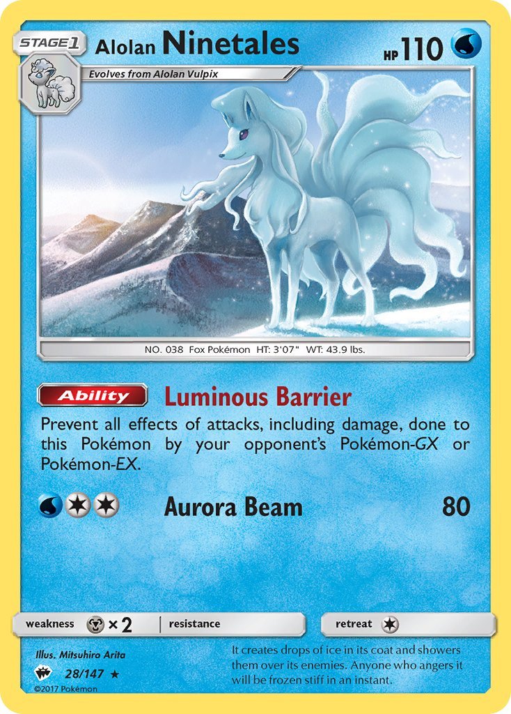 Alolan Ninetales (28/147) (Cracked Ice Holo) (Theme Deck Exclusive) [Sun & Moon: Burning Shadows] - Dark Crystal Cards