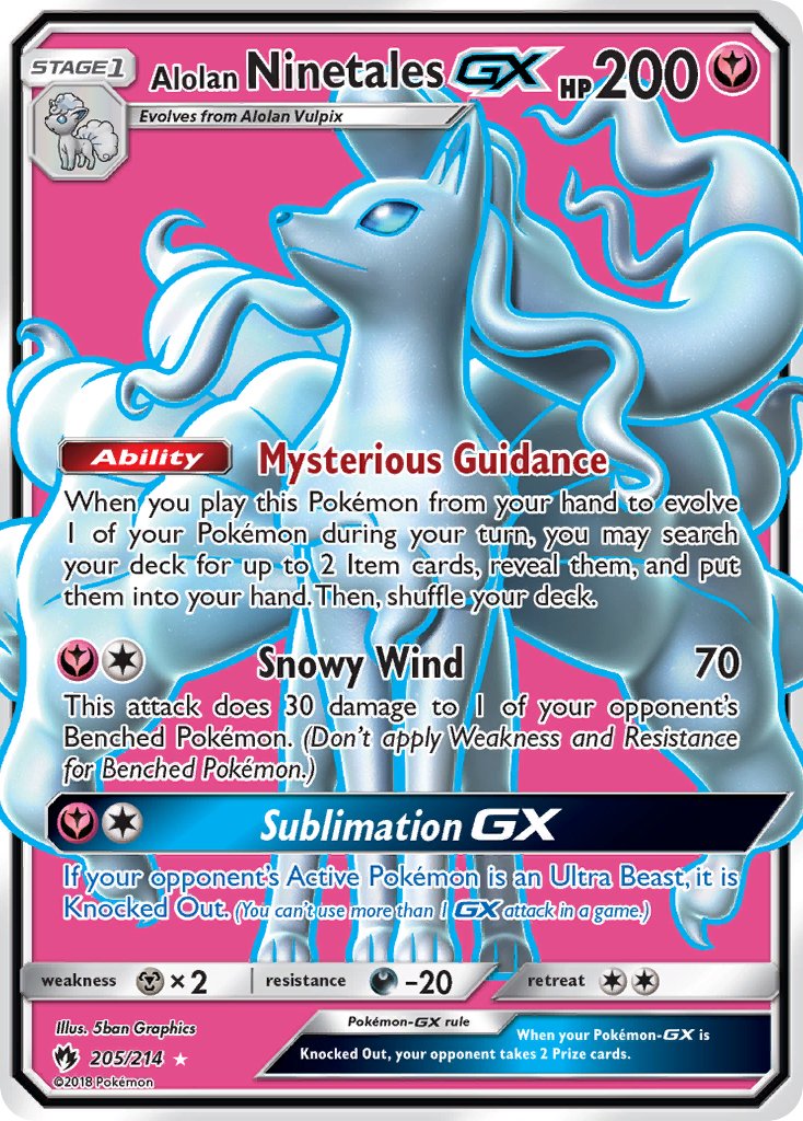 Alolan Ninetales GX (205/214) [Sun & Moon: Lost Thunder] - Dark Crystal Cards