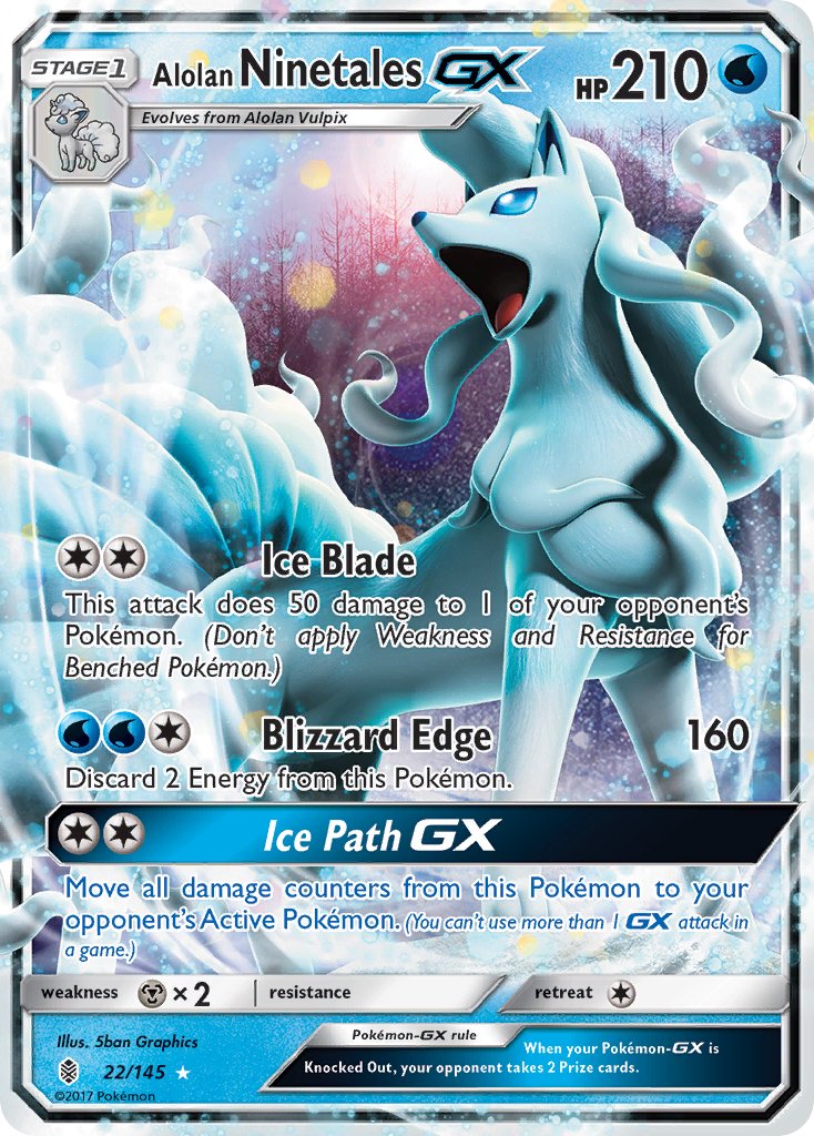 Alolan Ninetales GX (22/145) [Sun & Moon: Guardians Rising] - Dark Crystal Cards