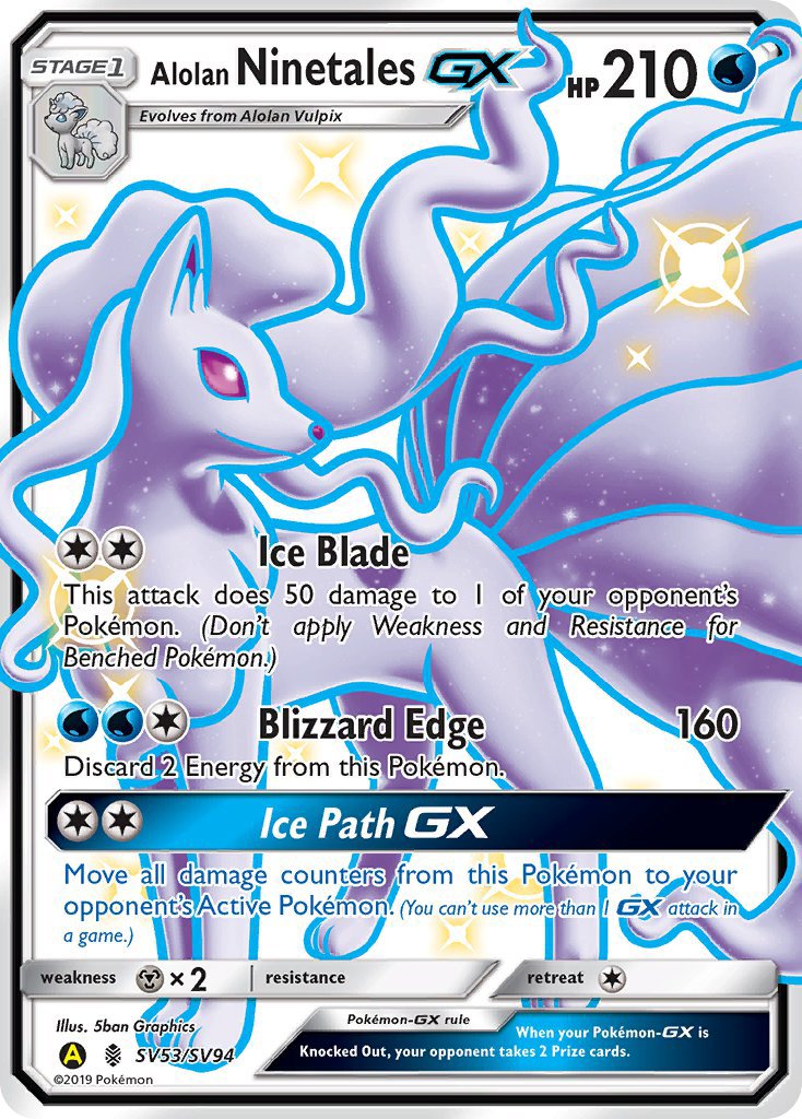 Alolan Ninetales GX (SV53/SV94) [Sun & Moon: Hidden Fates - Shiny Vault] - Dark Crystal Cards