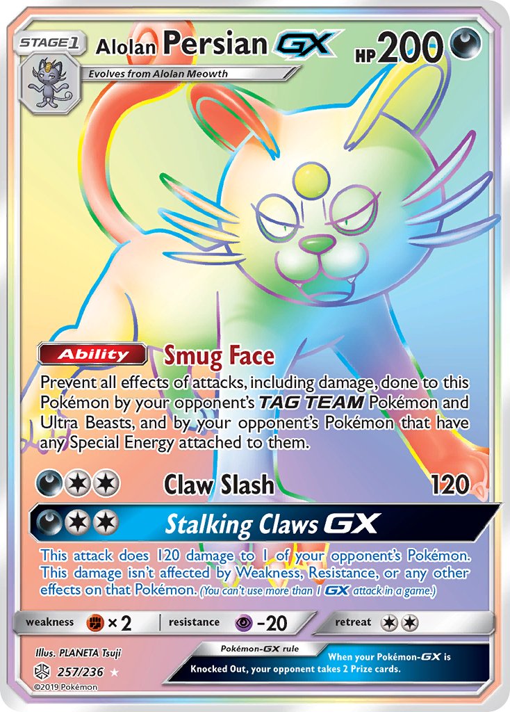 Alolan Persian GX (257/236) [Sun & Moon: Cosmic Eclipse] - Dark Crystal Cards