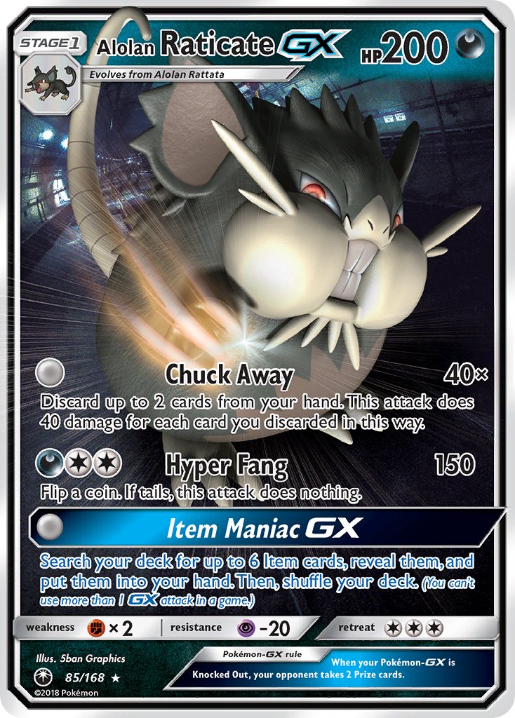 Alolan Raticate GX (85/168) [Sun & Moon: Celestial Storm] - Dark Crystal Cards