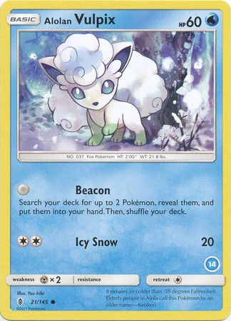 Alolan Vulpix (21/145) (Deck Exclusive #14) [Sun & Moon: Trainer Kit - Alolan Ninetales] - Dark Crystal Cards