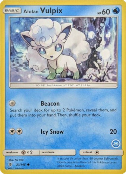 Alolan Vulpix (21/145) (Deck Exclusive #29) [Sun & Moon: Trainer Kit - Alolan Ninetales] - Dark Crystal Cards