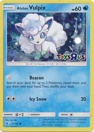 Alolan Vulpix (21/145) (Toys R Us Promo) [Sun & Moon: Guardians Rising] - Dark Crystal Cards