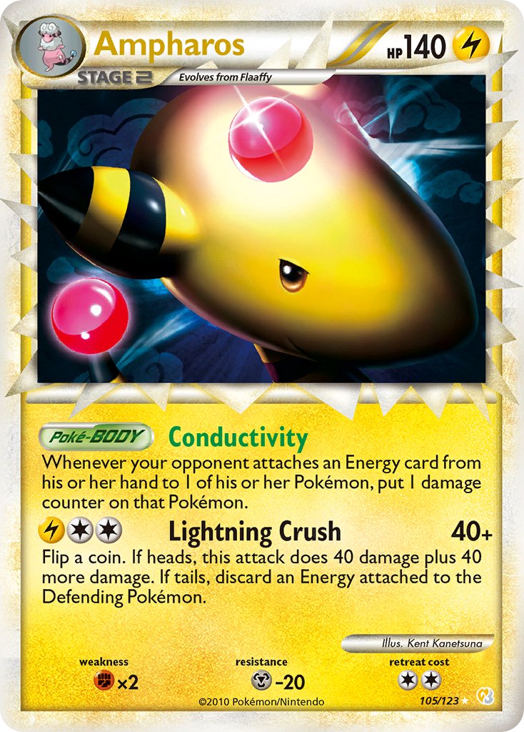 Ampharos (105/123) [HeartGold & SoulSilver: Base Set] - Dark Crystal Cards