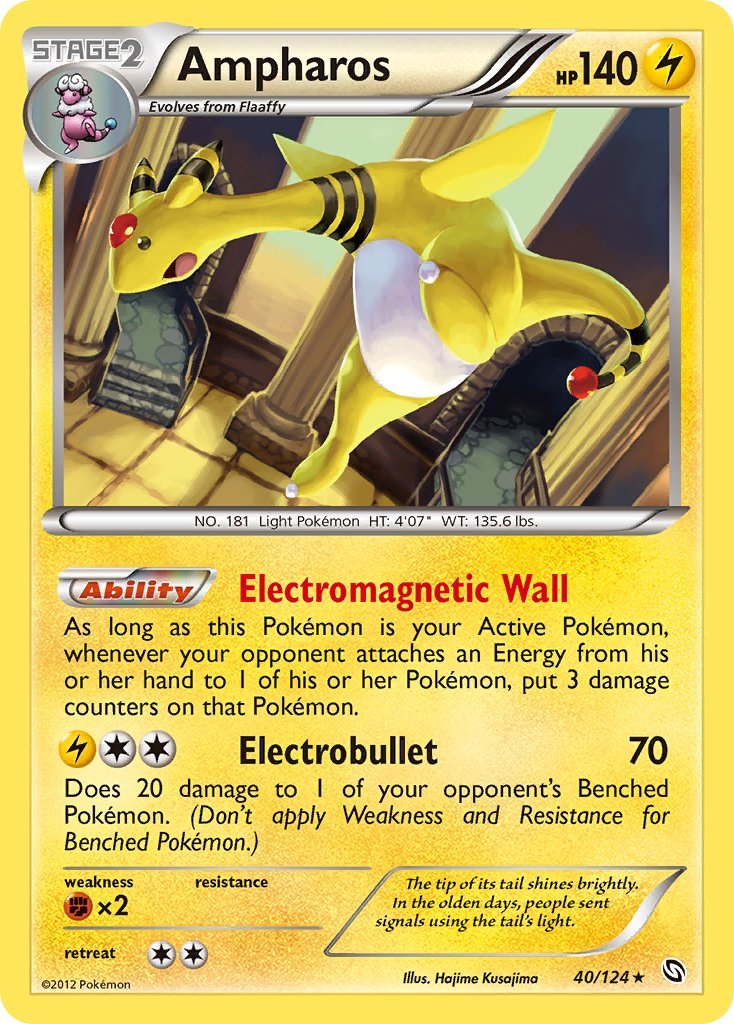 Ampharos (40/124) (Cosmos Holo) (Blister Exclusive) [Black & White: Dragons Exalted] - Dark Crystal Cards