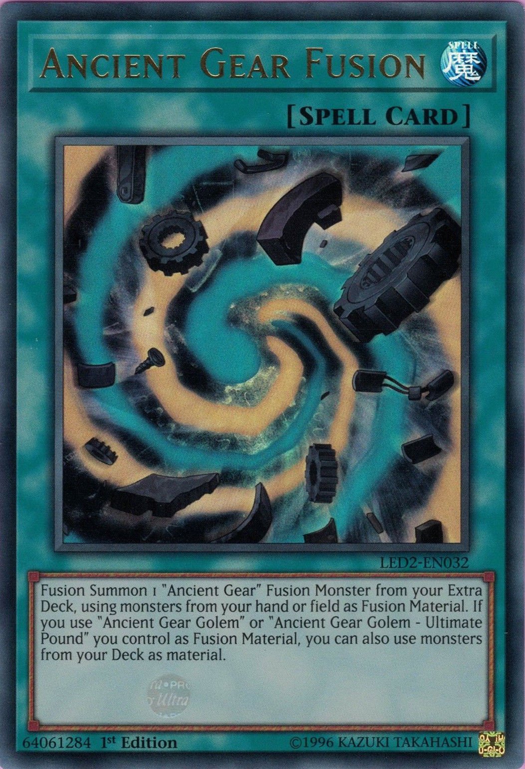 Ancient Gear Fusion [LED2 - EN032] Ultra Rare - Dark Crystal Cards