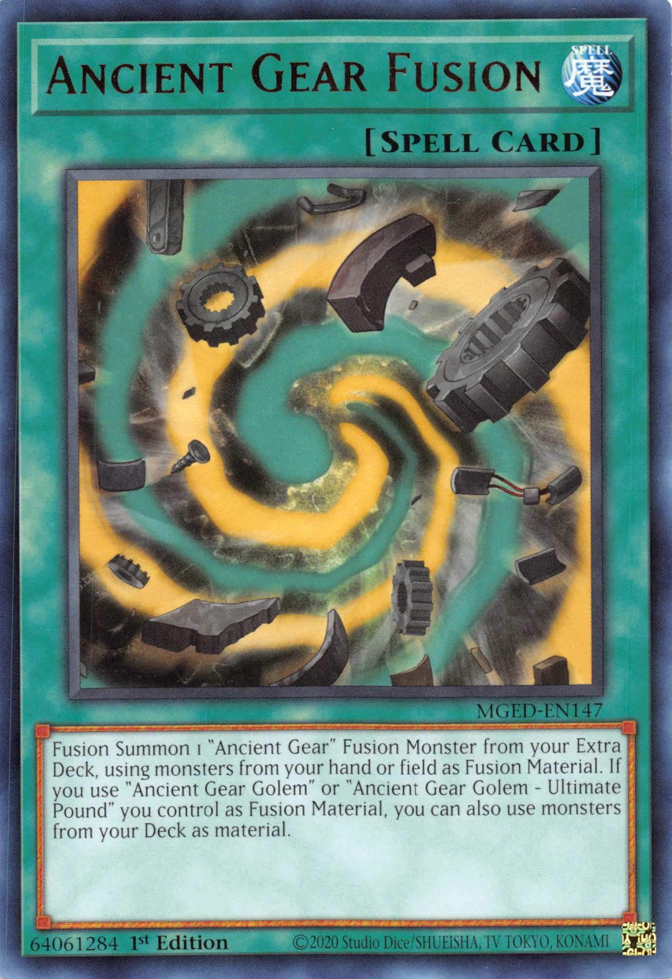 Ancient Gear Fusion [MGED - EN147] Rare - Dark Crystal Cards