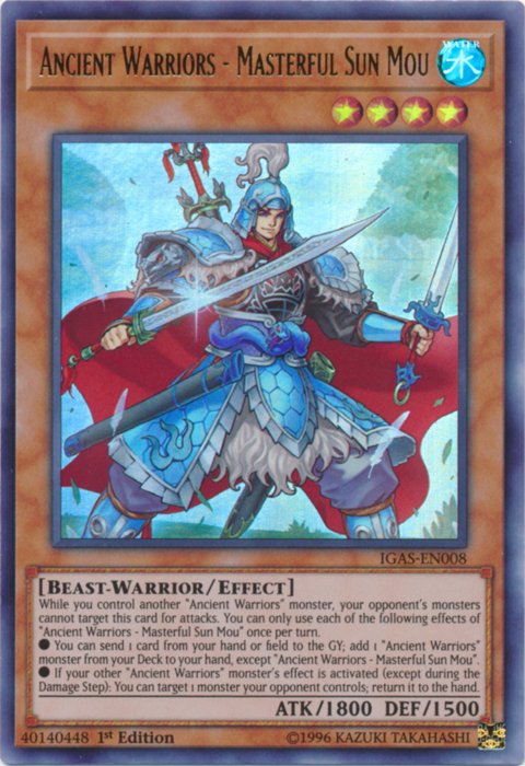 Ancient Warriors - Masterful Sun Mou [IGAS - EN008] Ultra Rare - Dark Crystal Cards