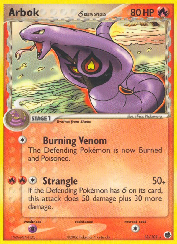 Arbok (13/101) (Delta Species) [EX: Dragon Frontiers] - Dark Crystal Cards