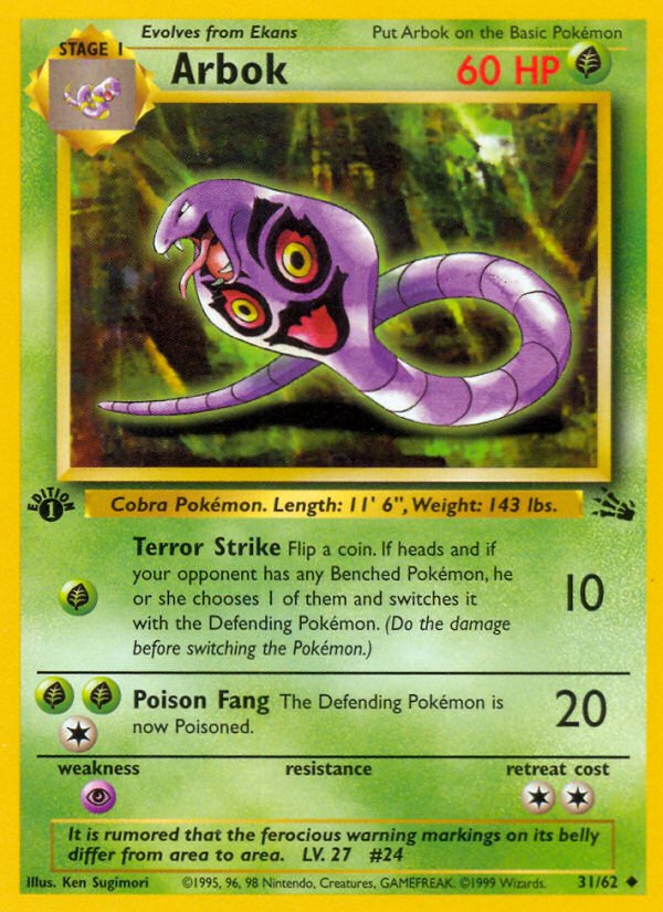 Arbok (31/62) [Fossil 1st Edition] - Dark Crystal Cards