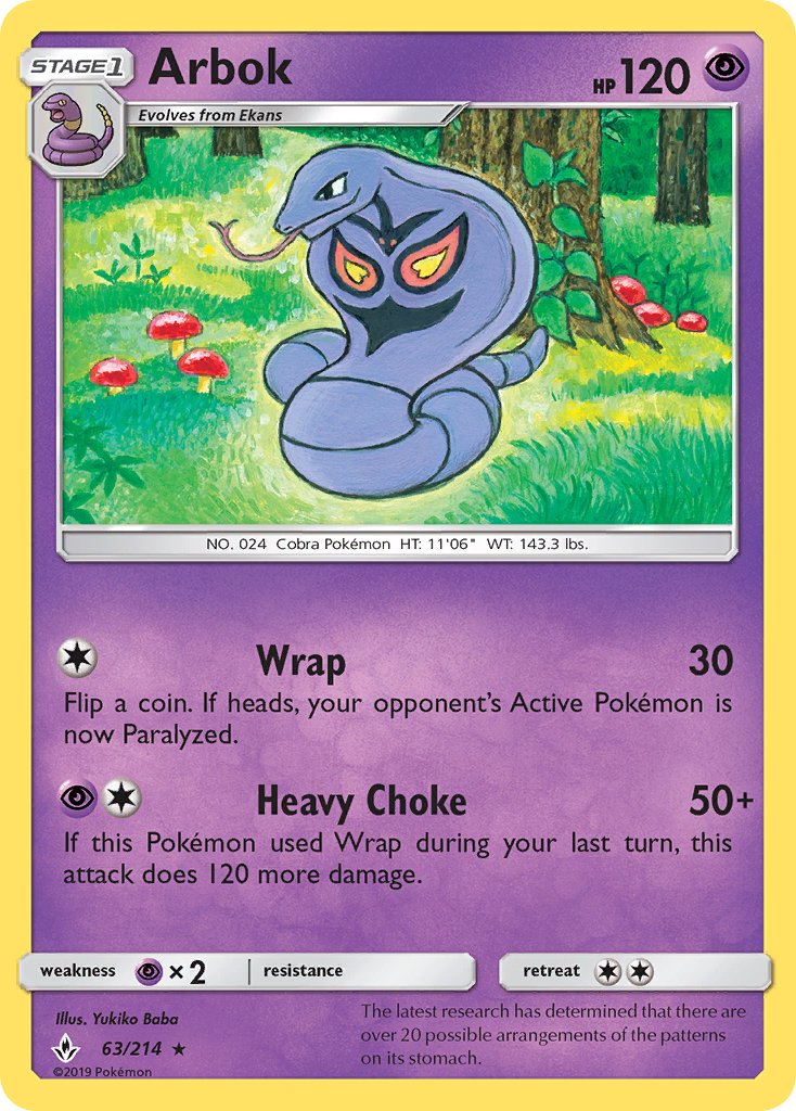 Arbok (63/214) [Sun & Moon: Unbroken Bonds] - Dark Crystal Cards