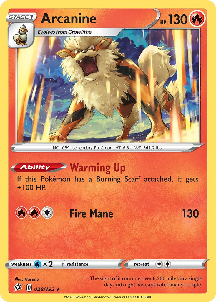 Arcanine (028/192) [Sword & Shield: Rebel Clash] - Dark Crystal Cards