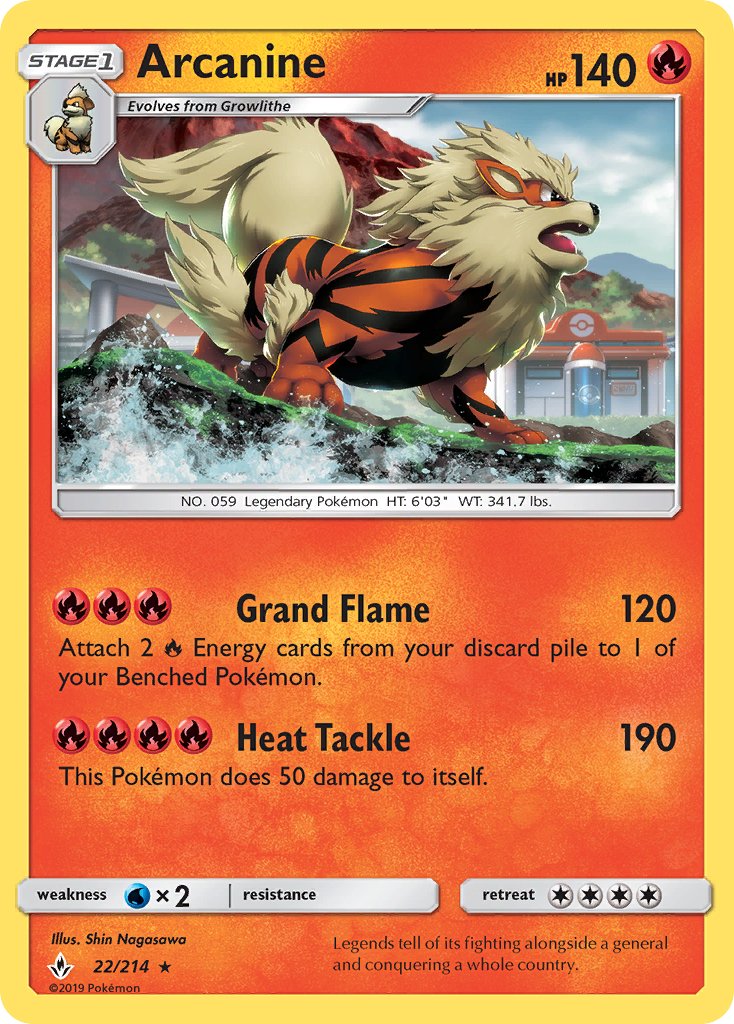 Arcanine (22/214) [Sun & Moon: Unbroken Bonds] - Dark Crystal Cards