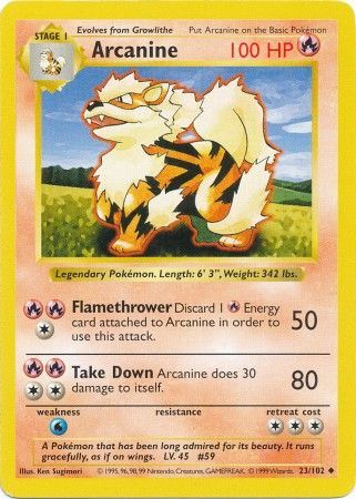 Arcanine (23/102) [Base Set Shadowless Unlimited] - Dark Crystal Cards