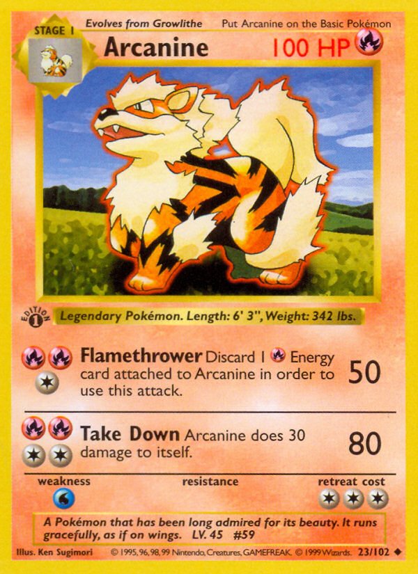 Arcanine (23/102) (Shadowless) [Base Set 1st Edition] - Dark Crystal Cards