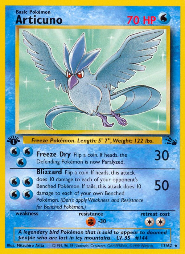 Articuno (17/62) [Fossil 1st Edition] - Dark Crystal Cards