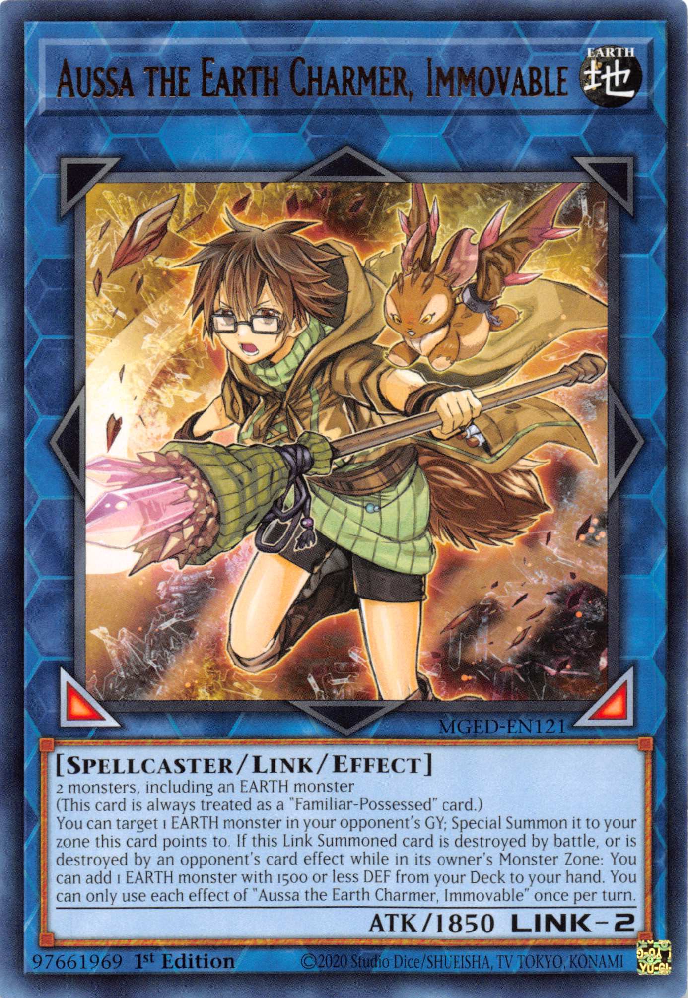 Aussa the Earth Charmer, Immovable [MGED - EN121] Rare - Dark Crystal Cards