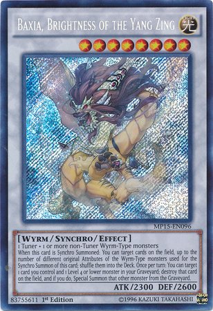 Baxia, Brightness of the Yang Zing [MP15 - EN096] Secret Rare - Dark Crystal Cards