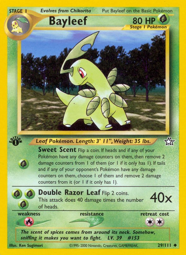 Bayleef (29/111) [Neo Genesis 1st Edition] - Dark Crystal Cards