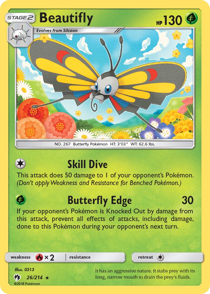 Beautifly (26/214) [Sun & Moon: Lost Thunder] - Dark Crystal Cards