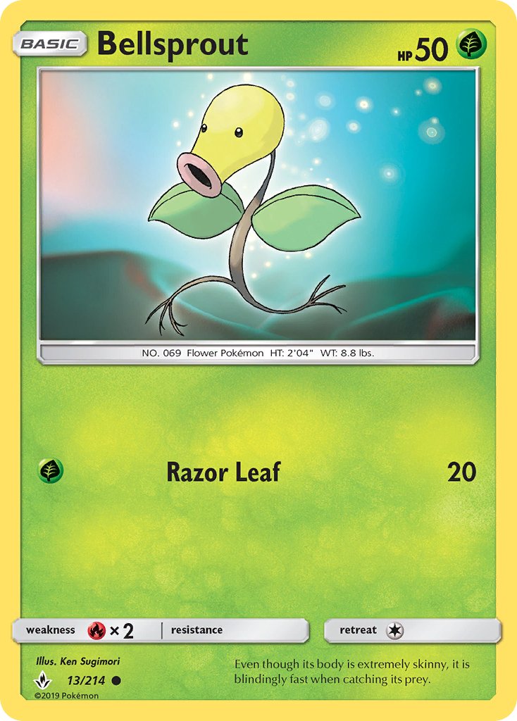 Bellsprout (13/214) [Sun & Moon: Unbroken Bonds] - Dark Crystal Cards