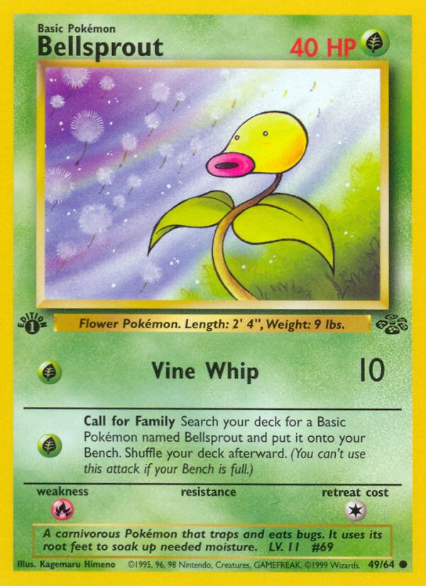 Bellsprout (49/64) [Jungle 1st Edition] - Dark Crystal Cards