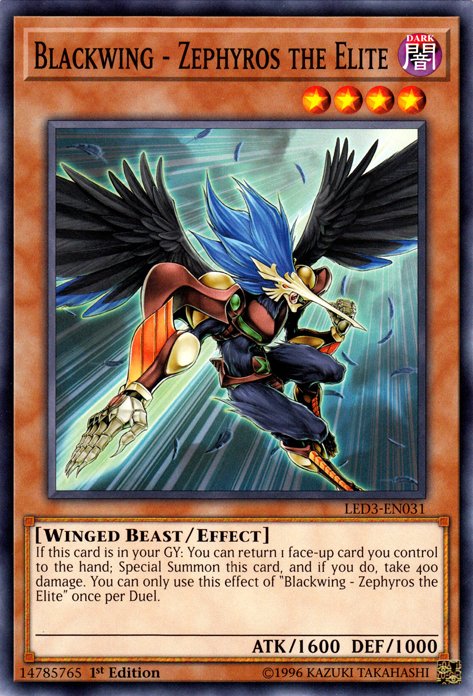 Blackwing - Zephyros the Elite [LED3 - EN031] Common - Dark Crystal Cards