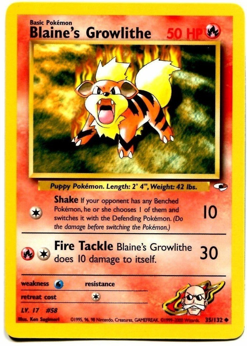 Blaine's Growlithe (35/132) [Gym Heroes Unlimited] - Dark Crystal Cards