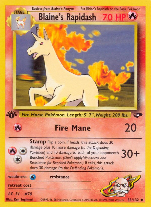 Blaine's Rapidash (33/132) [Gym Challenge 1st Edition] - Dark Crystal Cards