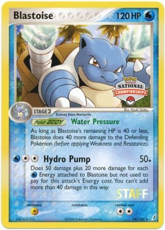 Blastoise (14/100) (National Championship Promo Staff) [EX: Crystal Guardians] - Dark Crystal Cards