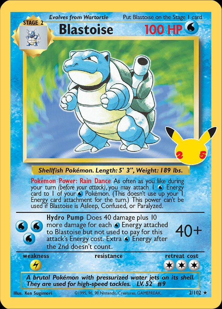 Blastoise (2/102) [Celebrations: 25th Anniversary - Classic Collection] - Dark Crystal Cards