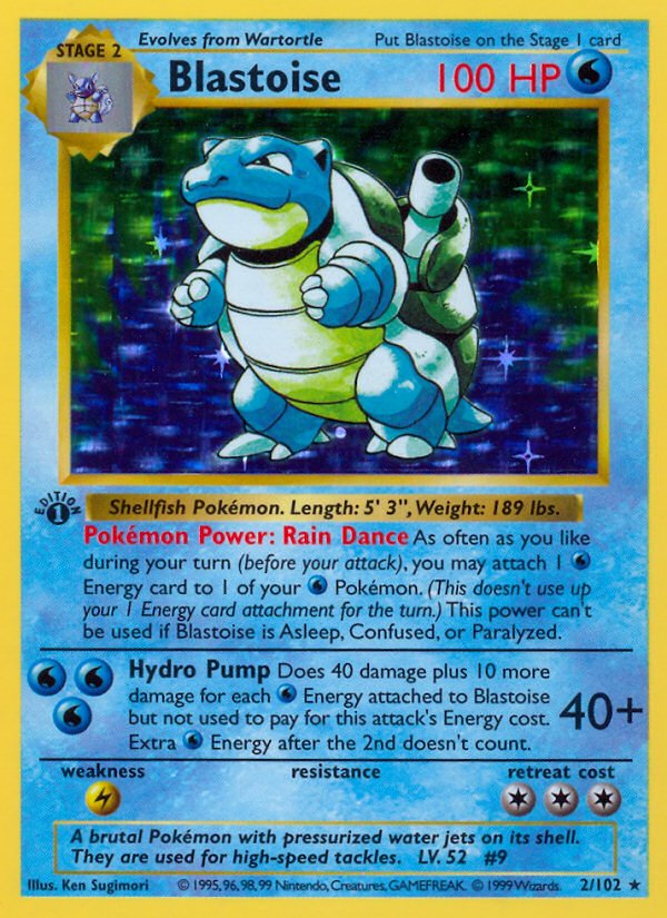 Blastoise (2/102) (Shadowless) [Base Set 1st Edition] - Dark Crystal Cards