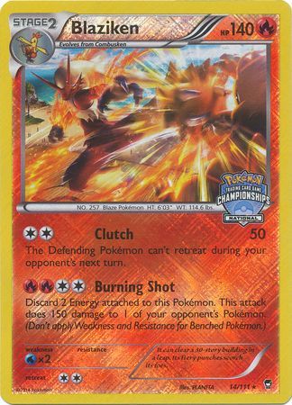 Blaziken (14/111) (National Championship Promo) [XY: Furious Fists] - Dark Crystal Cards