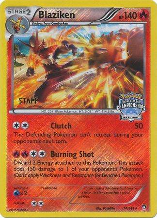 Blaziken (14/111) (Staff National Championship Promo) [XY: Furious Fists] - Dark Crystal Cards