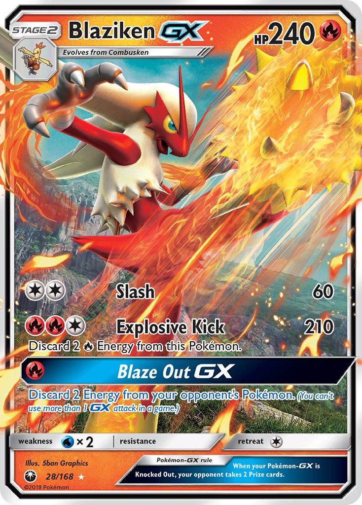 Blaziken GX (28/168) [Sun & Moon: Celestial Storm] - Dark Crystal Cards