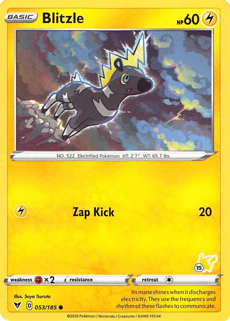 Blitzle (053/185) (Pikachu Stamp #15) [Battle Academy 2022] - Dark Crystal Cards