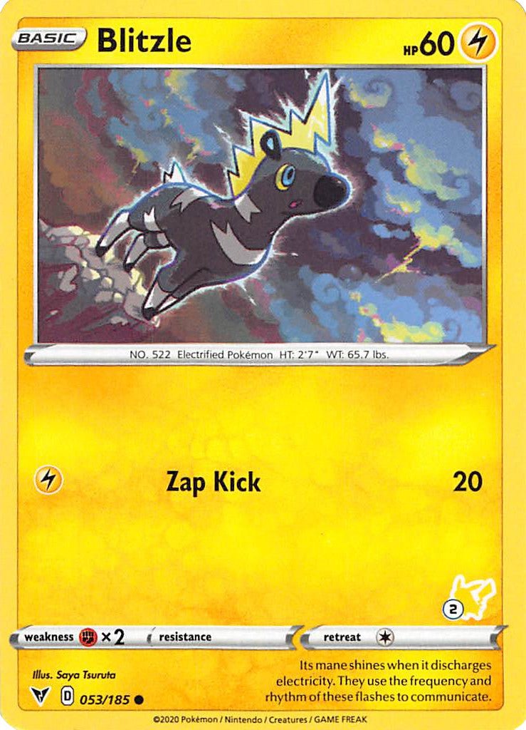 Blitzle (053/185) (Pikachu Stamp #2) [Battle Academy 2022] - Dark Crystal Cards